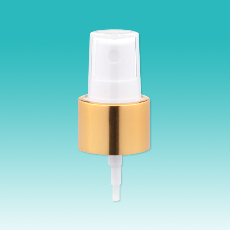 24/410 ribbed closure with aluminum collar shiny gold mist sprayer